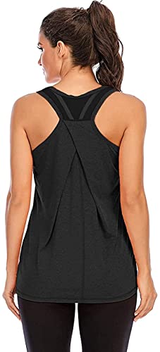 Nekosi Damen Yoga Fitness Tank Top Locker Mädchen Sport Tshirt Training Jogging Running Shirt Ärmelloses Mesh Zurück Sportbekleidung Schwarz X-Groß von Nekosi