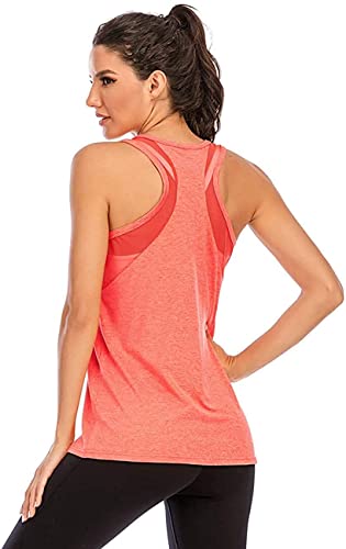 Nekosi Damen Yoga Tanktops Ärmelloses Sportshirt Kleidung Mesh Zurück Fitness Laufen Shirt Sport Oberteile Rot Groß von Nekosi