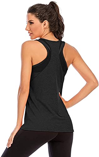 Nekosi Laufshirt Für Damen Atmungsaktives Netz Rücken Sportshirt Mädchen Yoga Training Jogging Sport Tops Schwarz Mittel von Nekosi