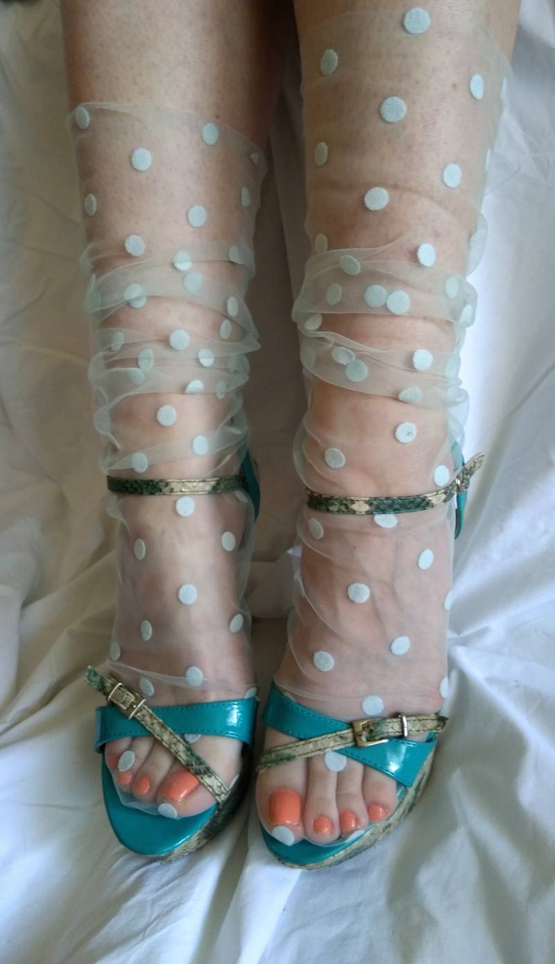 Lichter-Grüne Tupfen-Tüll-Socken. Schiere Niedliche Coole Neuheit Socken. Transparente Dessous von NelaBeeShop