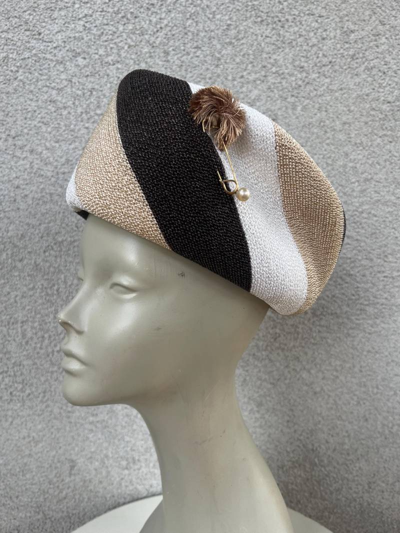 Vintage 1960Er Gestreifter Toquilla Strohhut - Ronee Designs von NelandAda