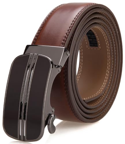 Nelbons Herren Gürtel,Leder Automatik Gürtel Für Herren Kleid 35MM,Größe Angepasst (Länge 130cm Geeignet für 28-45 taille, Braun03) von Nelbons