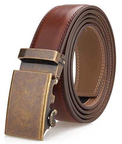 Nelbons Herren Gürtel,Leder Automatik Gürtel Für Herren Kleid 35MM,Größe Angepasst (Länge 130cm Geeignet für 28-45 taille, Braun01) von Nelbons