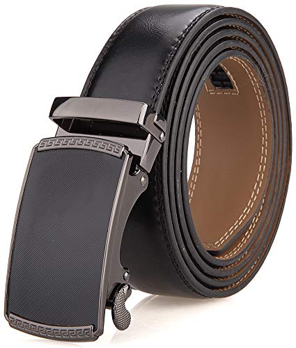 Nelbons Herren Gürtel,Leder Automatik Gürtel Für Herren Kleid 35MM,Größe Angepasst (Länge 130cm Geeignet für 28-45 taille, Schwarz04) von Nelbons