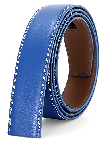 Nelbons Herren Gürtel Ratsche Automatik Gürtel für Männer 35mm Breit Ledergürtel, 1 3/8" Ohne Schnalle (Blau N9, Länge 130cm Geeignet für 30”-45“ taille) von Nelbons