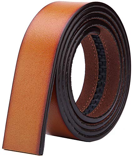 Nelbons Herren Gürtel Ratsche Automatik Gürtel für Männer 35mm Breit Ledergürtel, Ohne Schnalle (Orange N4, Länge 130cm Geeignet für 30-43 taille)… von Nelbons