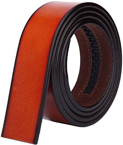 Nelbons Herren Gürtel Ratsche Automatik Gürtel für Männer 35mm Breit Ledergürtel, Ohne Schnalle (rot N3, Länge 130cm Geeignet für 30-43 taille)… von Nelbons