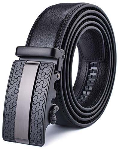 Nelbons Herren Gürtel Ratsche Automatik Gürtel für Männer 35mm 1 3/8" Breit Ledergürtel (Schwarz A21, 160cm/Geeignet für 28"-56" taille) von Nelbons