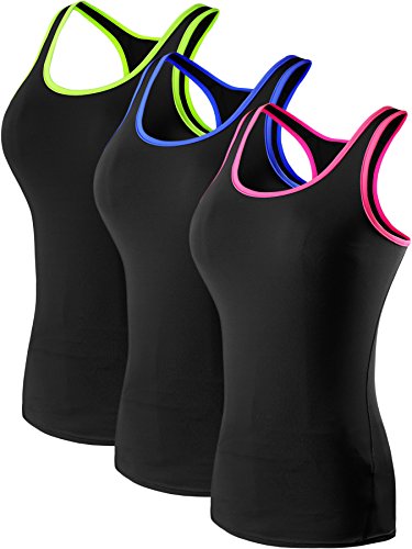 NELEUS Damen 3er-Pack Kompressions-Basisschicht Dry Fit Tank Top, 04# Blau/Grün/Rosa, XX-Large von Neleus