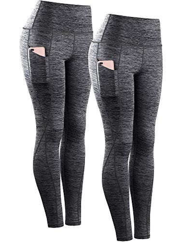 NELEUS Damen Yogahose Bauchkontrolle Hohe Taille Laufleggings mit Tasche, 9033 Yoga Pant 2 Pack: Black,black, Groß von Neleus