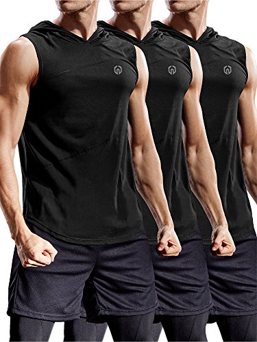 NELEUS Dry Fit Workout Athletic Muscle Tank mit Kapuze, 3er Pack, 5036# 3-er Pack:schwarz, Klein von Neleus