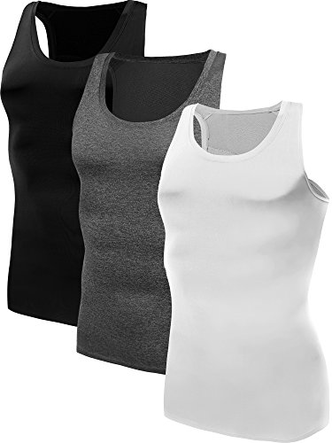 NELEUS Herren 3er-Pack Dry Fit Kompressions-Tanktop, 802# 3er Pack: Schwarz/Grau/Weiß, Mittel von Neleus