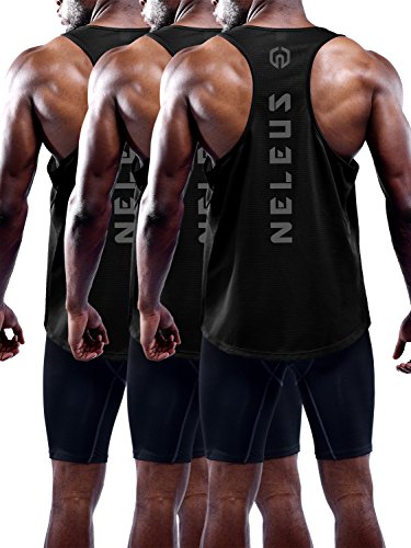 NELEUS Herren 3er-Pack Dry Fit Y-Back Muscle Tank Top, 5031# 3er Pack: schwarz/schwarz/schwarz, 3X-Groß von Neleus