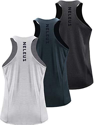 NELEUS Herren 3er Pack Running Tank Top Dry Fit Y-Back Athletic Workout Tank Tops, 5069# Grau Schwarz/Schiefergrau/Hellgrau, 3er-Pack, 3X-Groß von Neleus