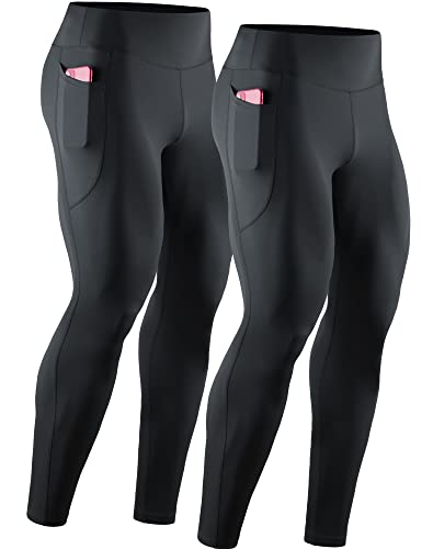 NELEUS Herren-Kompressions-Baselayer-Leggings mit Taschen, 6108# Schwarz/Schwarz, 2er-Pack, Mittel von Neleus