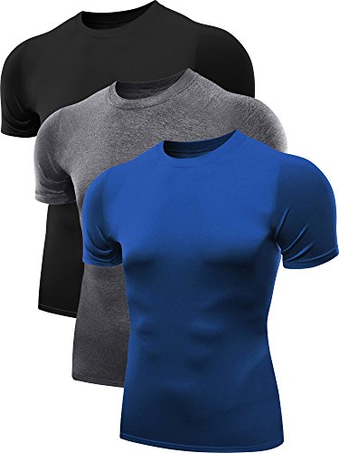 Neleus Herren 3er-Pack Sport Kompression unter Base Layer-Sport-Hemd Mittel 5011 im 3er-Pack: schwarz, blau, grau von Neleus