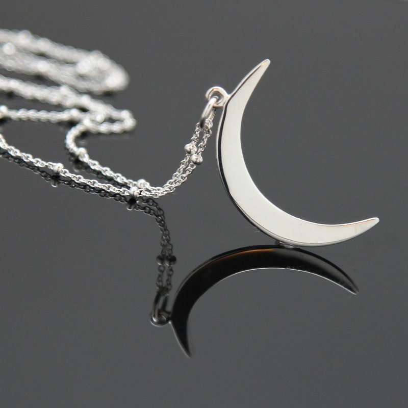 Crescent Mond Halskette, Silber Halbmond Große Neumond, Sterling Silber Crescent Mond Halskette, Silber Halbmond Große Neumond, Sterling Silber von NeliaKJewels