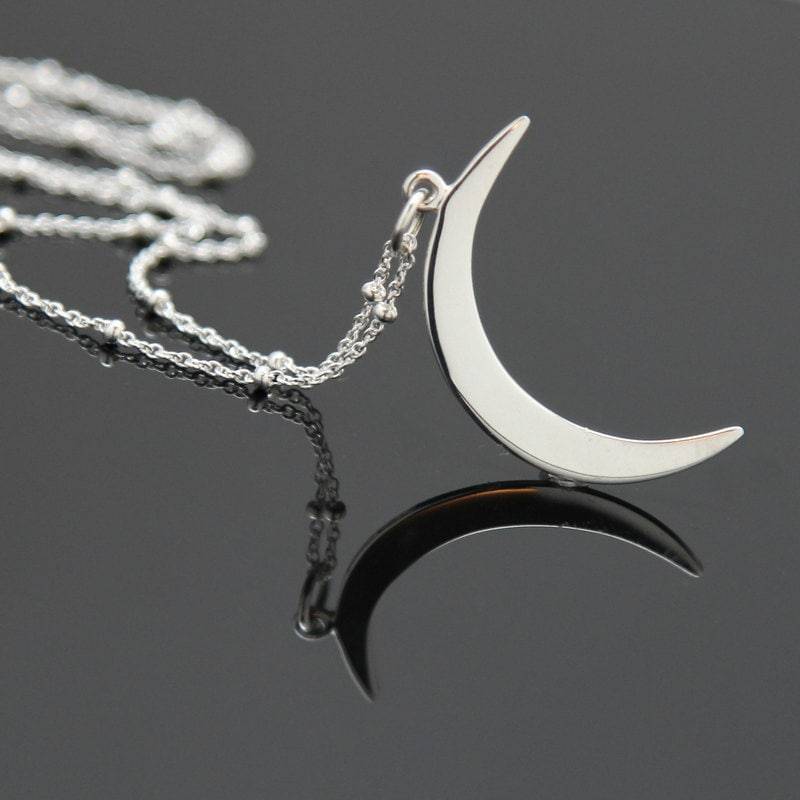 Crescent Mond Halskette, Silber Halbmond Große Neumond, Sterling Silber Crescent Mond Halskette, Silber Halbmond Große Neumond, Sterling Silber von NeliaKJewels