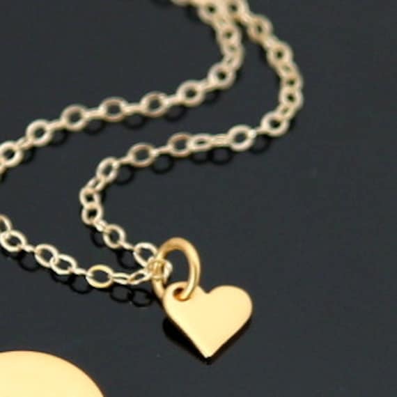 Gold Herz Halskette, Kleine Tochter Liebe Vermeil Und Gefüllt, Halskette Gold Herz Halskette, Kleine Tochter Liebe Vermeil Und Gefüllt, Halskette von NeliaKJewels