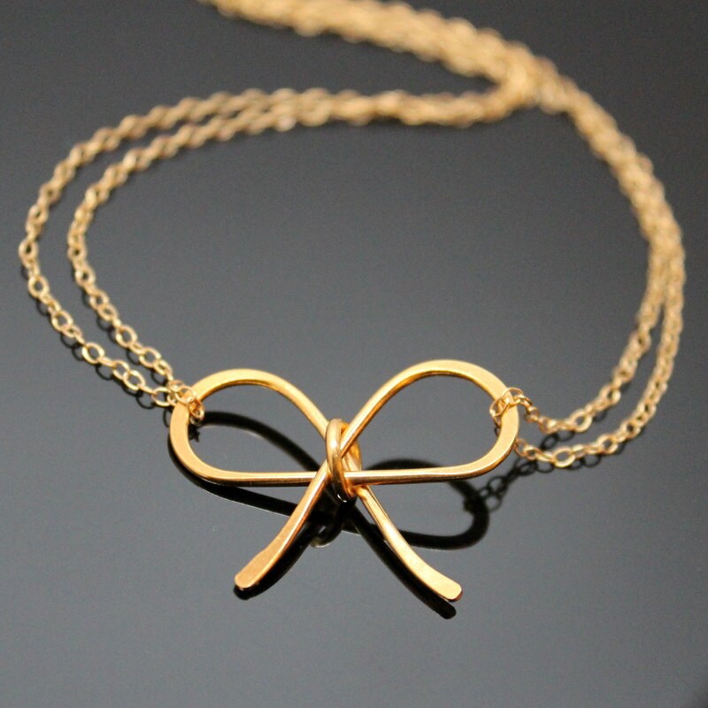 Ribbon Halskette, Schleife Gold Vermeil Und Gefüllt, Große Band Halskette Ribbon Halskette, Schleife Gold Vermeil Und Gefüllt, Große Band Halskette von NeliaKJewels
