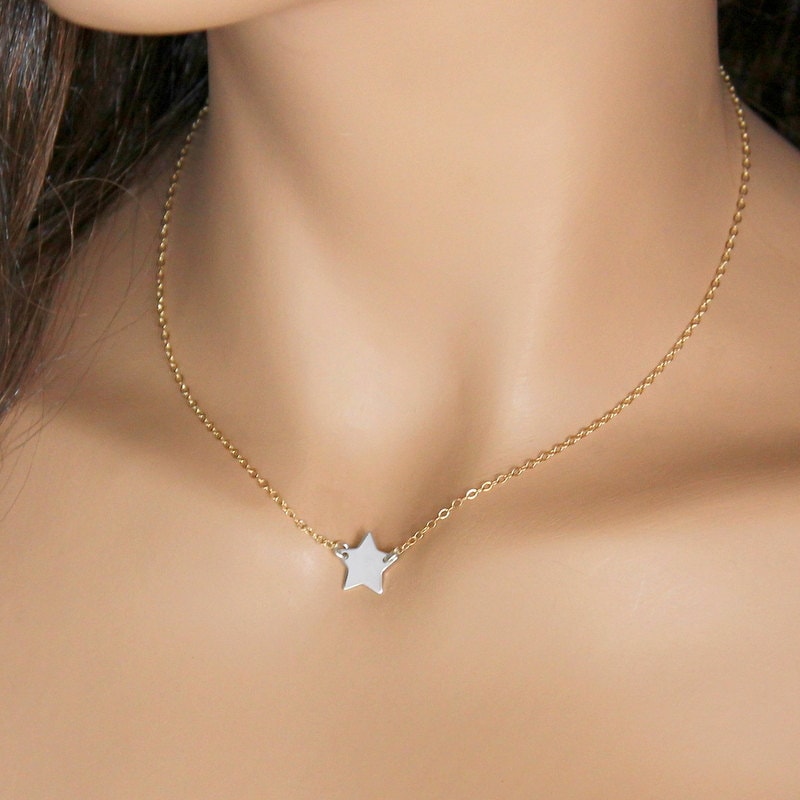 Sterling Silber Star Halskette, Stern-Anhänger, Zweifarbige Stern Und Gold Gefüllt Sterling Silber Star Halskette, Stern-Anhänger, Zweifarbige Stern Und Gold Gefüllt von NeliaKJewels