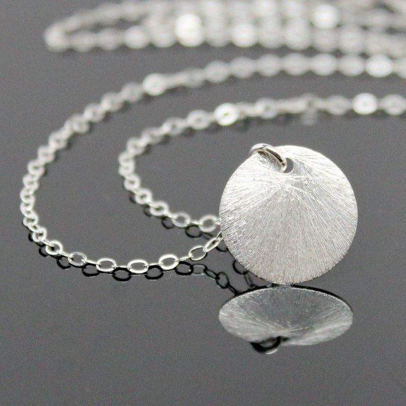 sterling Silber Kreis Halskette, Scheibe Mond Tropfen Halskette sterling Silber Kreis Halskette, Scheibe Mond Tropfen Halskette von NeliaKJewels