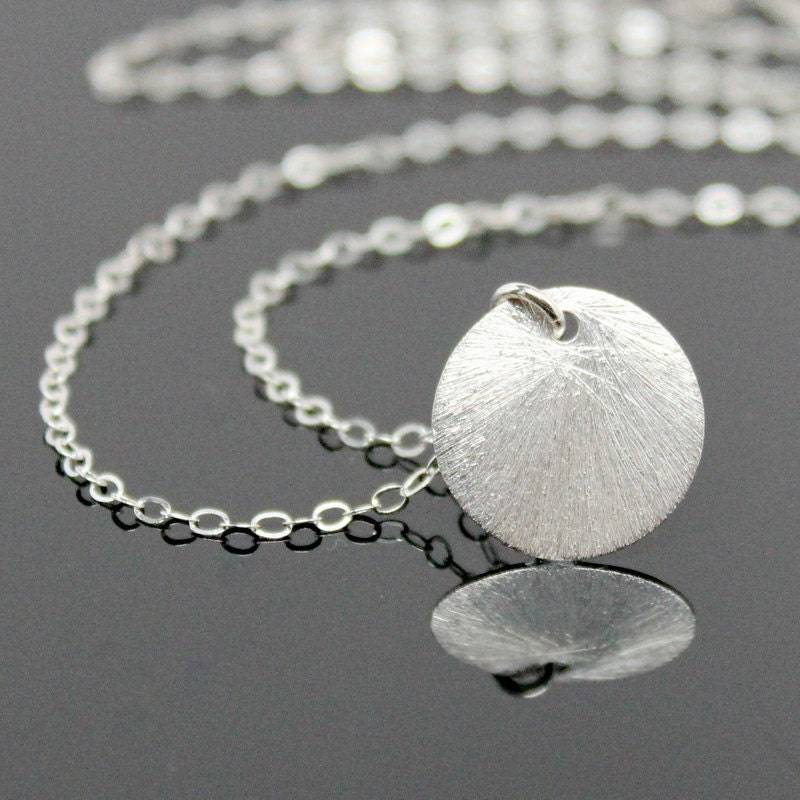 sterling Silber Kreis Halskette, Scheibe Mond Tropfen Halskette sterling Silber Kreis Halskette, Scheibe Mond Tropfen Halskette von NeliaKJewels