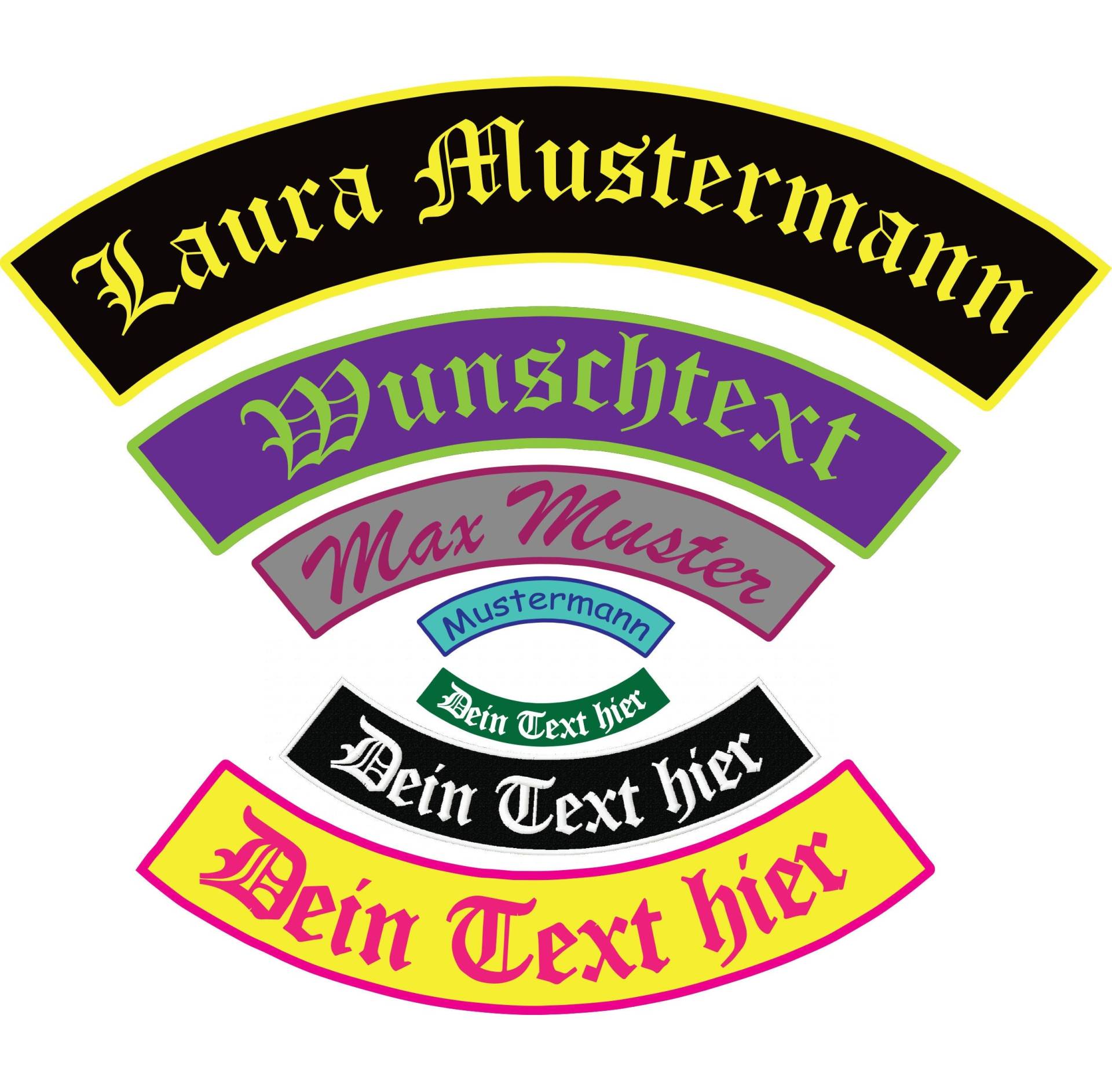 Namensschild Bogen Gestickt Verschiedene Größen Mit Wunschtext, Patch, Aufnäher Applikation Bestickt von NelinoDesign