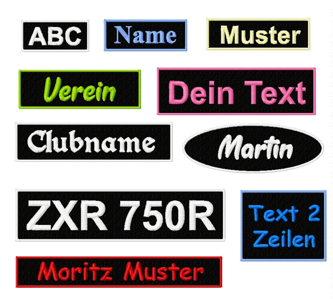 Namensschild Patch Aufnäher Gestickt Mit Wunschtext, Applikation Buchstaben Stickaufnäher Wunschname Etikett Bestickt von NelinoDesign