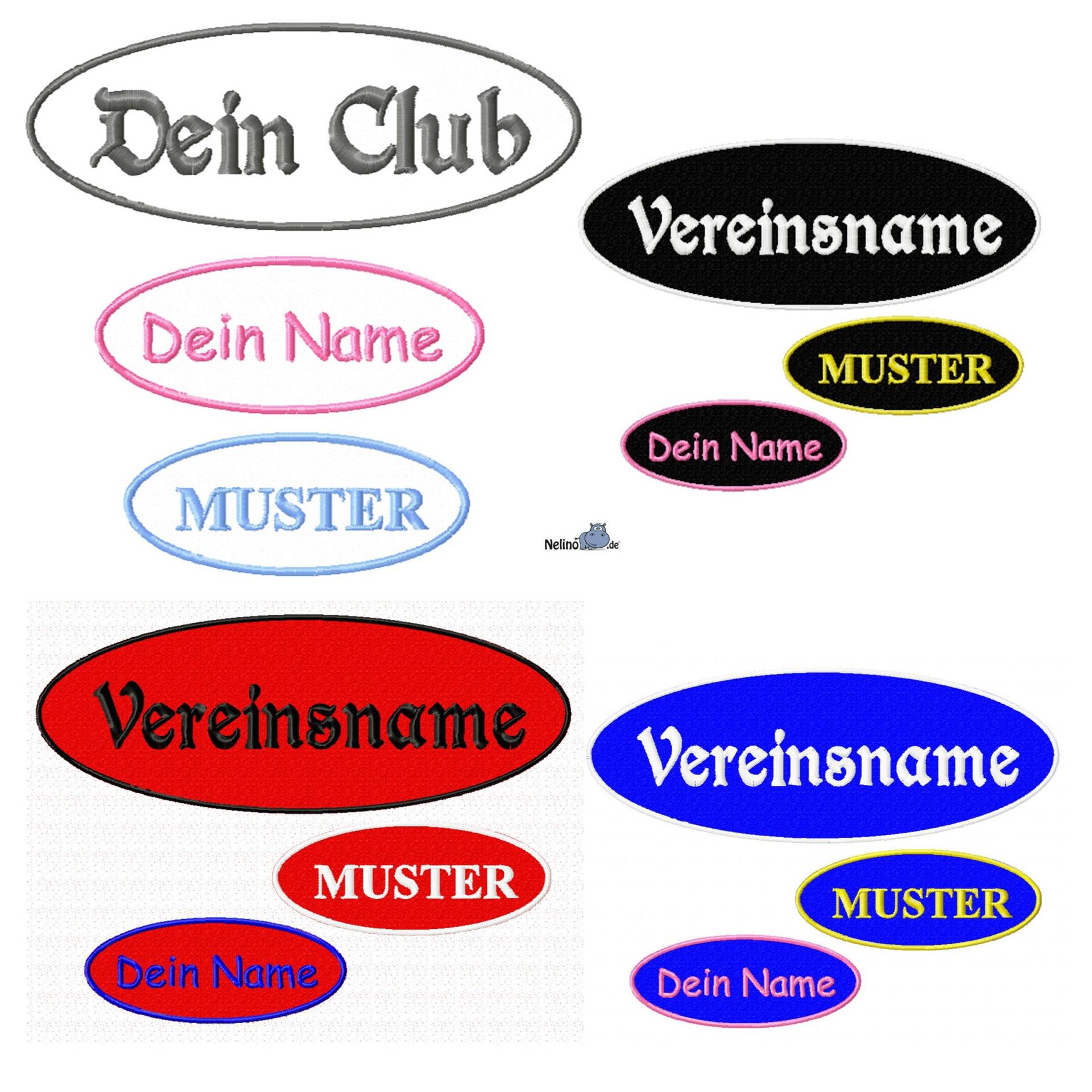 Namensschild Patch Aufnäher Oval Gestickt Mit Wunschtext, Applikation Buchstaben Stickaufnäher Wunschname, Kutte Mc Biker Etikett von NelinoDesign