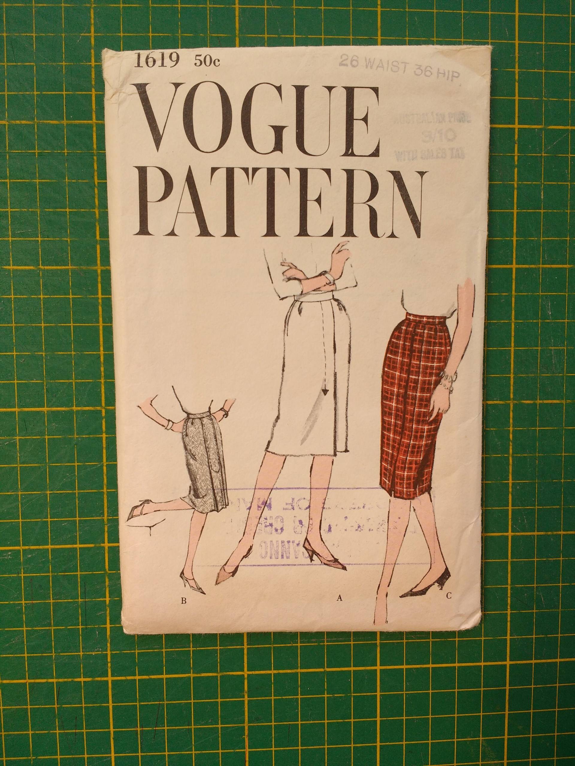 1960 Vogue Pattern 1619 Maßgeschneiderte Gerade Rock Mit Frontfalte. Ungeschnittenes Fabrikfalten-Nähmuster von NellBligh
