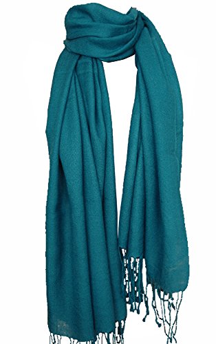 nella-mode XXL Wollschal (205x70 cm inkl Fransen); Feiner & weicher unifarbener Schal Tuch Stola aus 100% Wolle Damenschal in vielen Farben zur Auswahl (Petrol) von Paeceioni