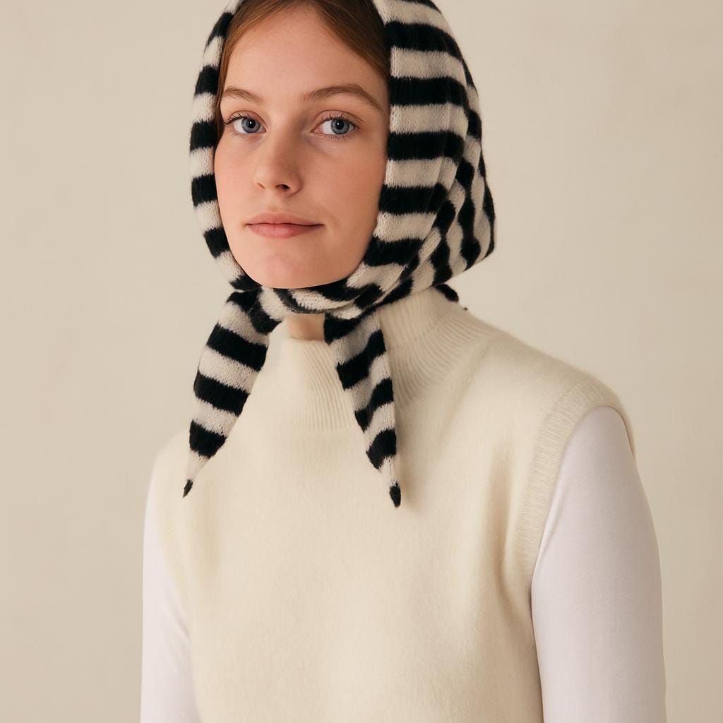 Gestreiftes Wollstrick-Dreieckstuch | Handgemachte Alpaka Snood von NellieClothing