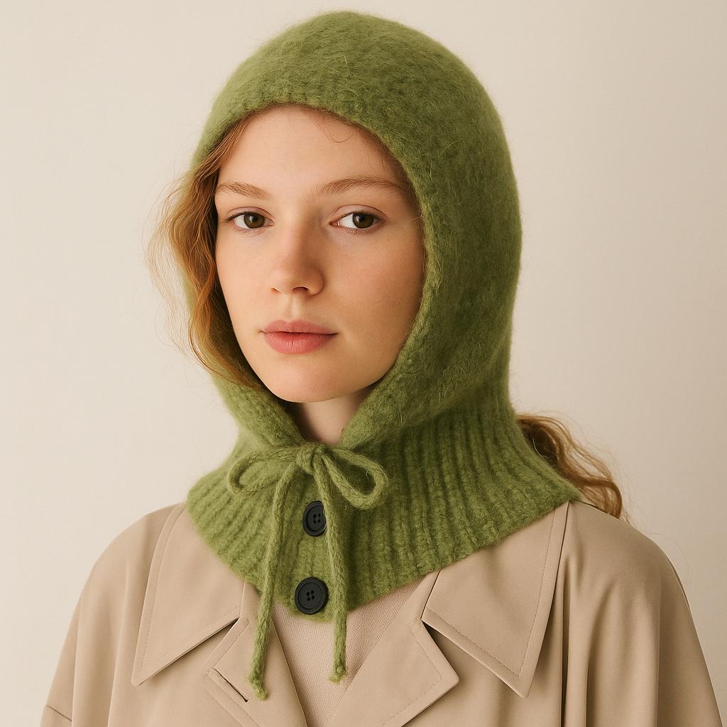 Handgefertigte Winterhaube Aus Weichem Mohairgemisch, Gestrickt - Balaclava | Kuscheliger Woll Kapuzen Schal Hut Kuschelig Warmer Strick Rundschal von NellieClothing