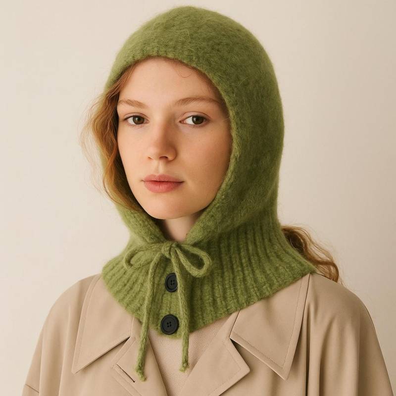 Handgefertigte Winterhaube Aus Weichem Mohairgemisch, Gestrickt - Balaclava | Kuscheliger Woll Kapuzen Schal Hut Kuschelig Warmer Strick Rundschal von NellieClothing