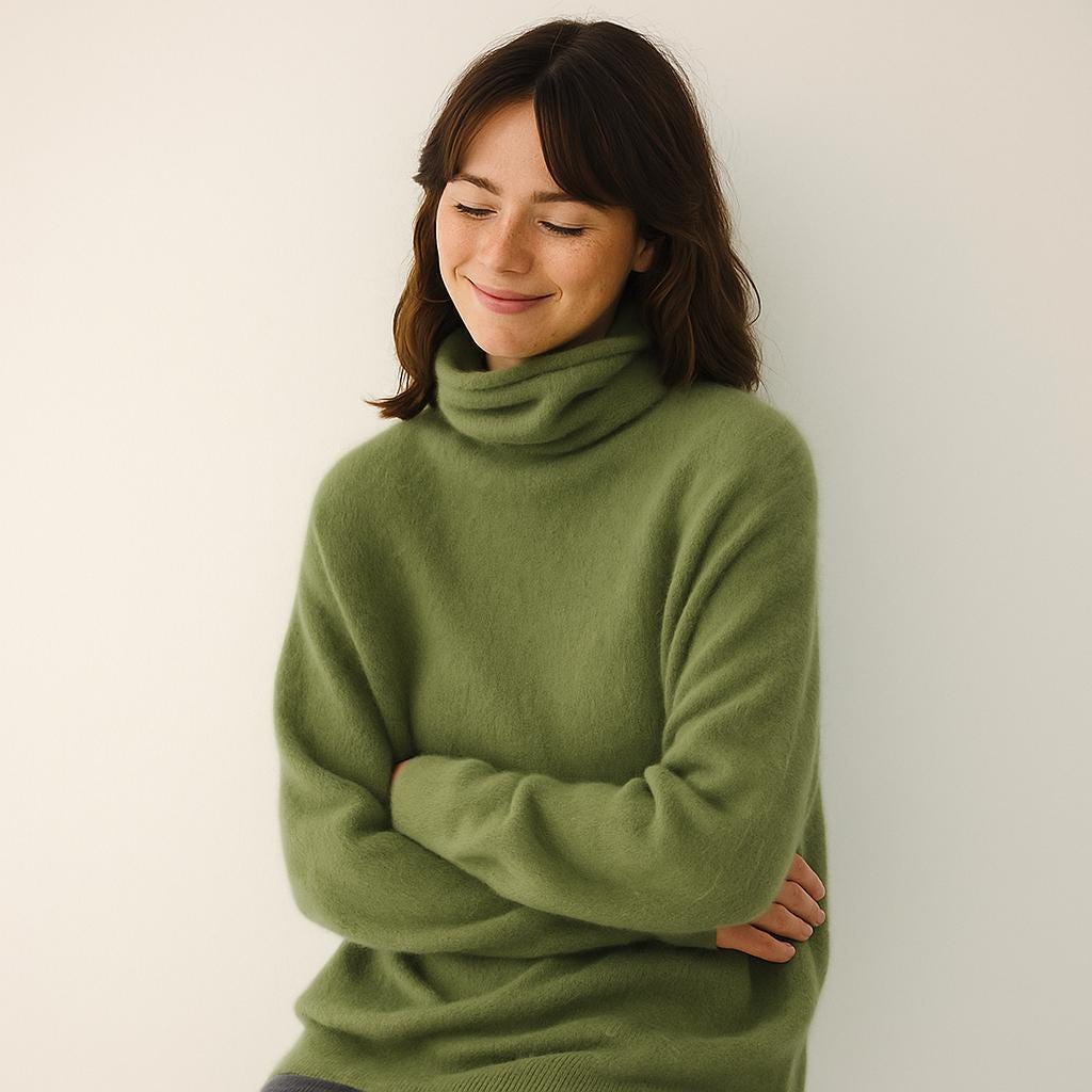 Handgestrickter Rollkragenpullover Aus Mohair-Mischung Flauschiger Weicher Strickpullover von NellieClothing