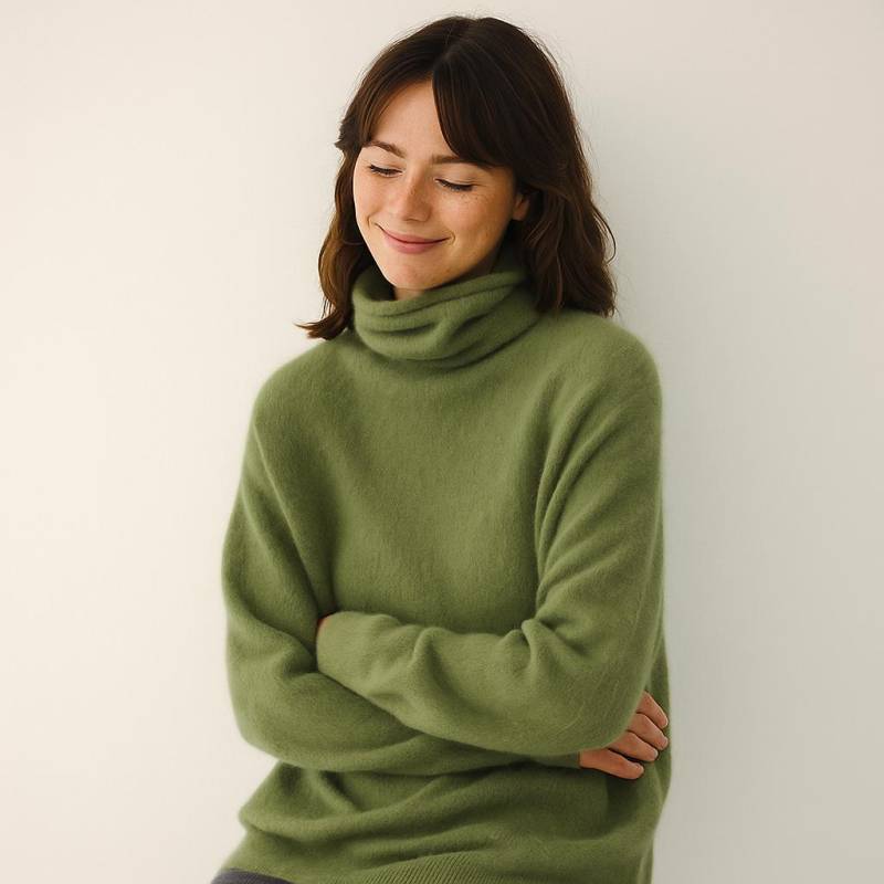 Handgestrickter Rollkragenpullover Aus Mohair-Mischung Flauschiger Weicher Strickpullover von NellieClothing