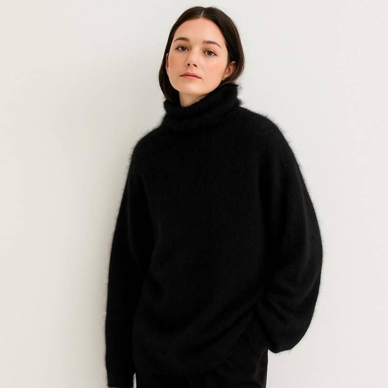 Handgestrickter Rollkragenpullover Aus Mohair-Mischung Flauschiger Weicher Strickpullover von NellieClothing