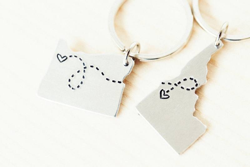 Custom Best Friends Gift-State Usa Schlüsselanhänger - Set Mit Zwei | 2 State Maps #set von Nelliebead