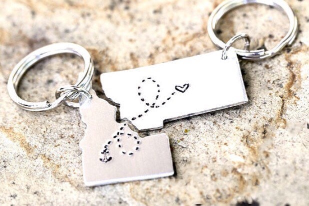 Custom State Schlüsselanhänger Ldr Long Distanz Beziehung - Zweier Set Custom State Schlüsselanhänger Ldr Long Distanz Beziehung - Zweier Set von Nelliebead