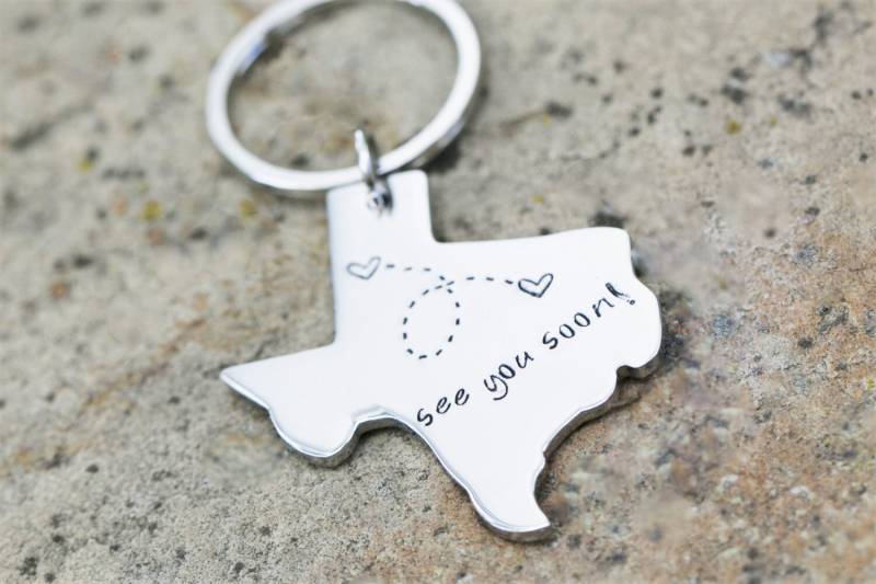 Zustand Keychain Usa Texas Beste Freunde Fern-Beziehungs-Geschenk Personalisierte Nachricht von Nelliebead