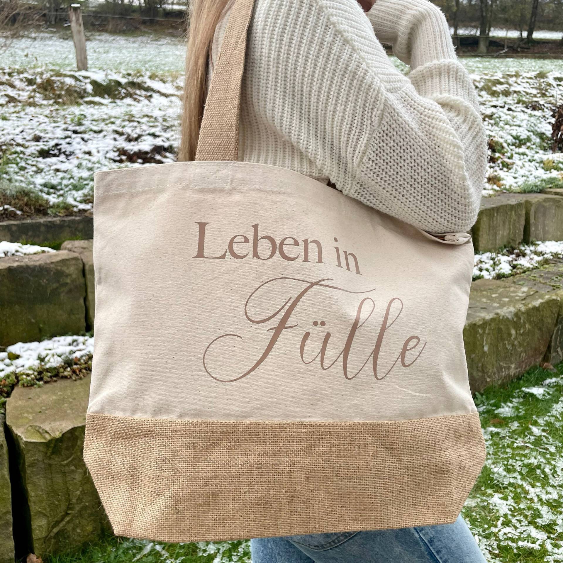 Jute Tasche „Leben in Fülle" | Christliche Geschenkidee Umhängetasche Christlich Spruch Einkaufstasche von NellisHerzwerk