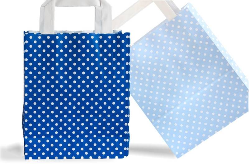 Papiertragetaschen, Dunkelblau Und Hellblau Mit Weißen Punkten, Tragetasche, Tasche Aus Papier, Geschenktüten von NellisInsel