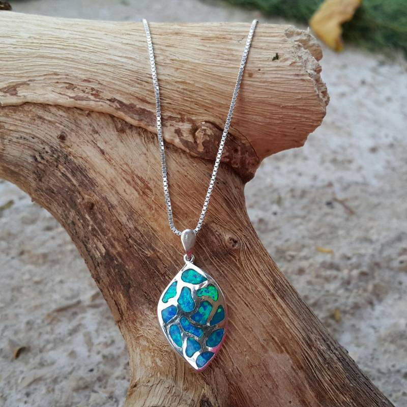 925 Sterling Silber Einzigartiges Feuer Opal Pendant von NellyJewelryShop