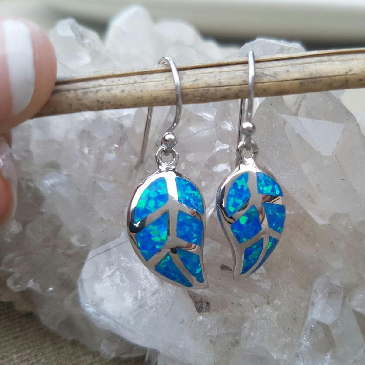 925 Sterling Silber Ohrringe, Blätter Frauen Statement Feuer Opal Flashy 925 Sterling Silber Ohrringe, Blätter Frauen Statement Feuer Opal Flashy von NellyJewelryShop