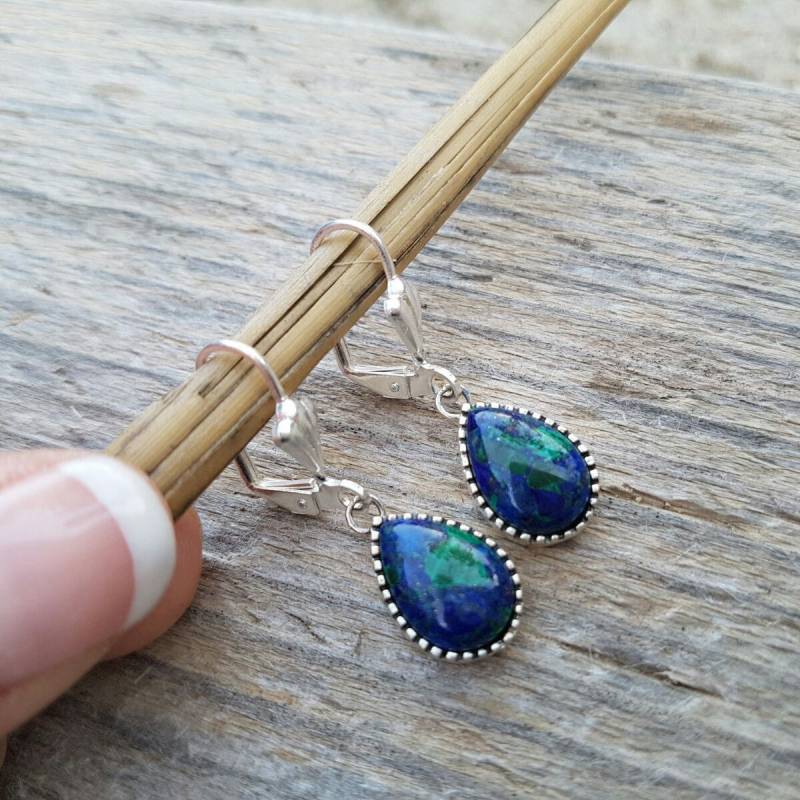 Sterling Silber Eilat Stein Ohrringe König Solomon Tropfenförmig von NellyJewelryShop