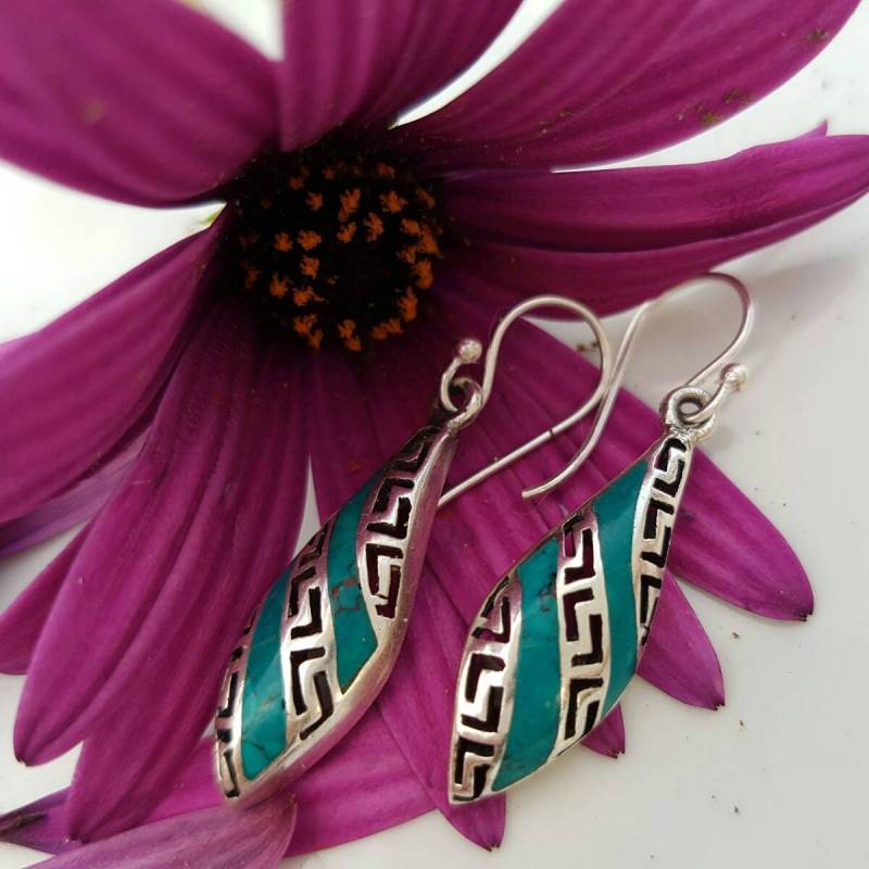 Handgefertigte Sterling Silber Türkis Ohrringe Eilat Stein Ohrringe von NellyJewelryShop