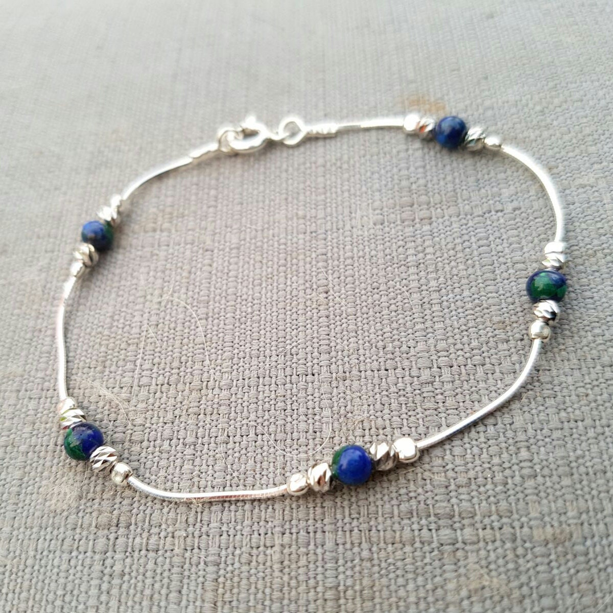 Eilat Stein Armband Sterling Silber Chrysokoll Edelstein Schmuck von NellyJewelryShop