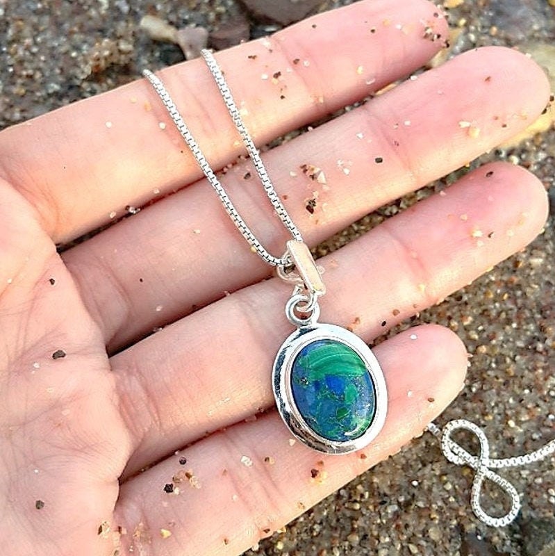 Eilat Stein Anhänger Sterling Silber Oval Halskette, Israel National Stone von NellyJewelryShop