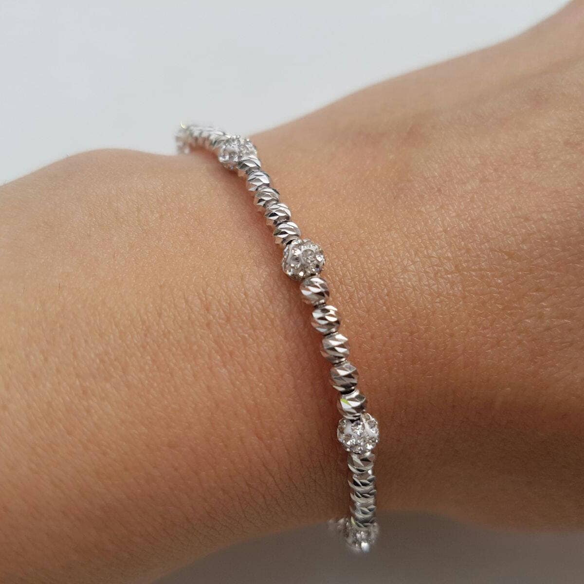 Swarovski Kristall Sterling Silber Armband Diamantschliff Perlen von NellyJewelryShop
